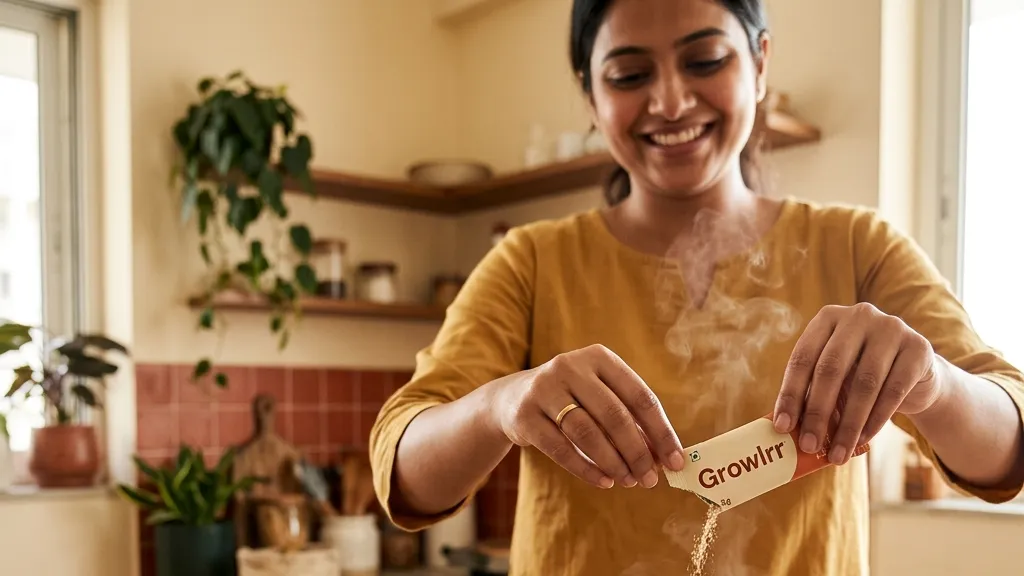 How Growlrr works Sprinkling the Growlrr BowlBalancer sachet over a fresh home-cooked bowl of chicken — the one added step that completes a homemade meal