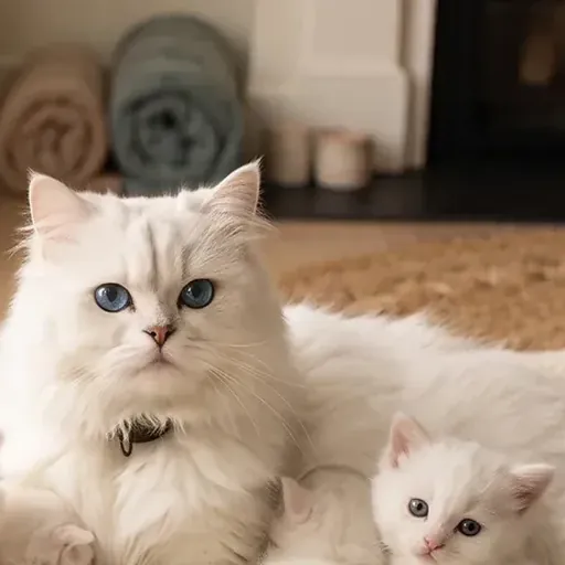 A mother cat with her litter