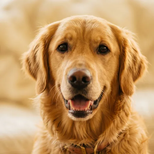 The DogCore dog — happy golden retriever waiting for a fresh home-cooked bowl