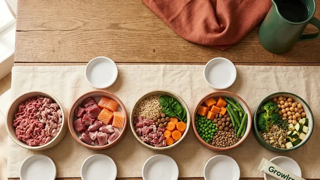 Best food for dogs in India: 5 options, compared on the merits Five home feeding approaches compared in bowls — raw mince, BARF, home-cooked mix, kibble-plus and plant-based — next to the Growlrr sachet
